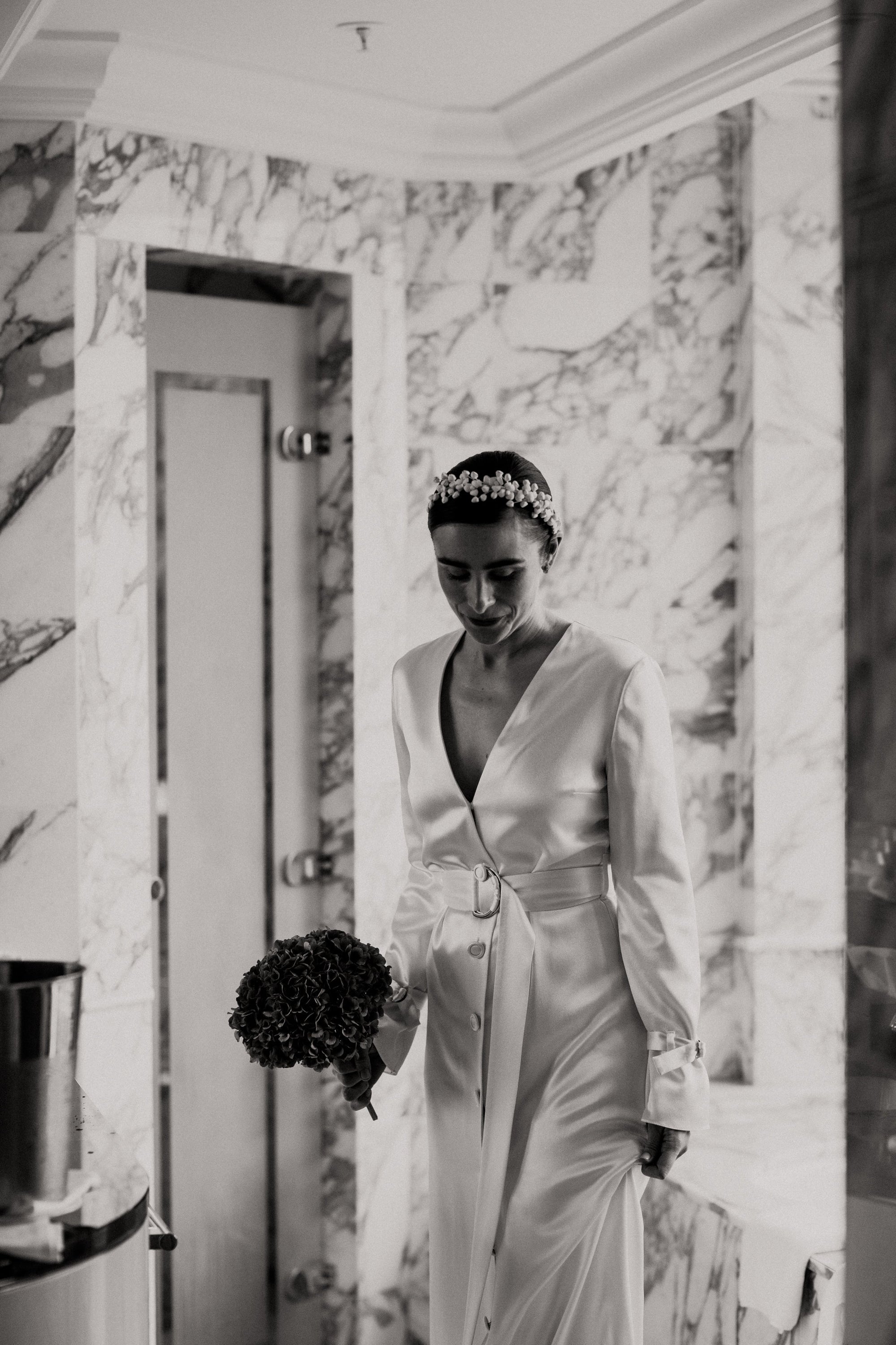 Beautiful Bride Kim: A Modern Bridal Look with a Leather Flower Headband