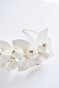Small leather flower headband with veil