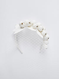 Small leather flower headband with veil