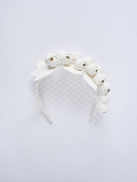 Small leather flower headband with veil