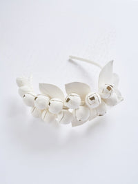 Small leather flower headband with veil