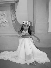 Small leather flower headband with veil